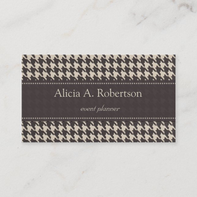 Black and White Elegant Houndstooth Business Card (Front)