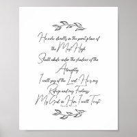 Black and White Elegant Leaves Psalm 91 Christian