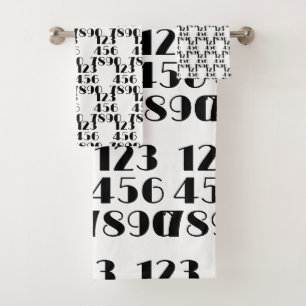 Black and White Elegant Limelight : 0 to 9 Bath Towel Set