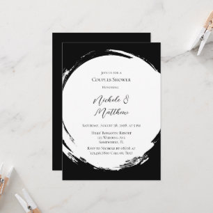 Black and White Elegant Minimalist Couples Shower Invitation