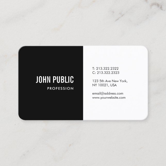 Black And White Elegant Minimalist Modern Template Business Card (Front)
