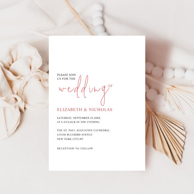 black and white elegant minimalist wedding  invitation (Creator Uploaded)