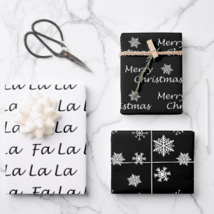 Black and White Elegant Modern Christmas Wrapping Paper Sheet