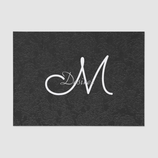 Black And White Elegant Modern Girly Monogram Tissue Paper (Front)