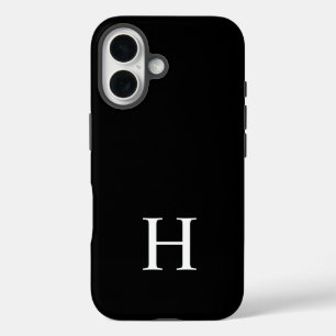 Black and White Elegant Modern Minimalist Monogram iPhone 16 Case