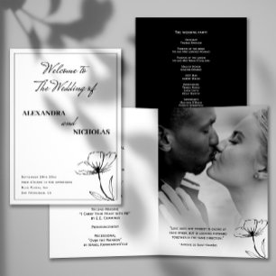 Black and White Elegant Modern Wedding Program