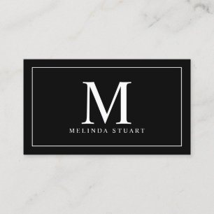 Black and White Elegant Monogram Business Card