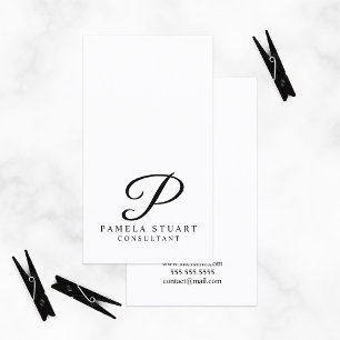 Black and White Elegant Monogram Business Card