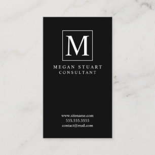 Black and White Elegant Monogram Business Card
