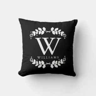 Black and White Elegant Monogram Cushion
