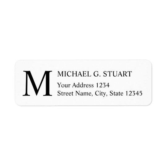 Black and White Elegant Monogram Return Address Label