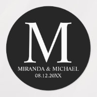 Black and White Elegant Monogram Wedding Favour La