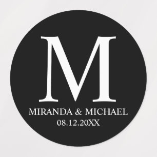 Black and White Elegant Monogram Wedding Favour La