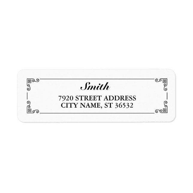 Black and White  Elegant Retro Return Address Label (Front)