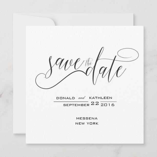 Black and White Elegant Save the Date (Front)
