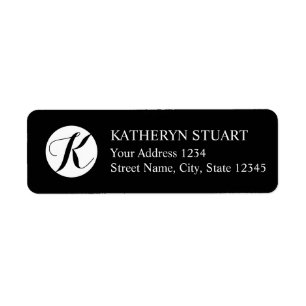 Black and White Elegant Script Monogram Return Address Label
