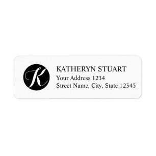 Black and White Elegant Script Monogram Return Address Label