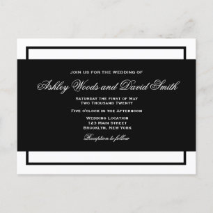 Black and White Elegant Script Wedding Postcard