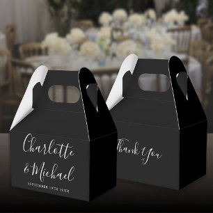 Black And White Elegant Signature Script Wedding Favour Box