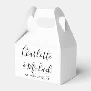 Black And White Elegant Signature Script Wedding Favour Box