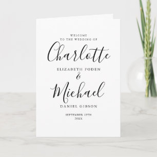 Black And White Elegant Signature Script Wedding Program