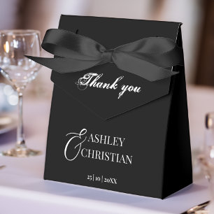 Black and white elegant simple monogram printed favour box