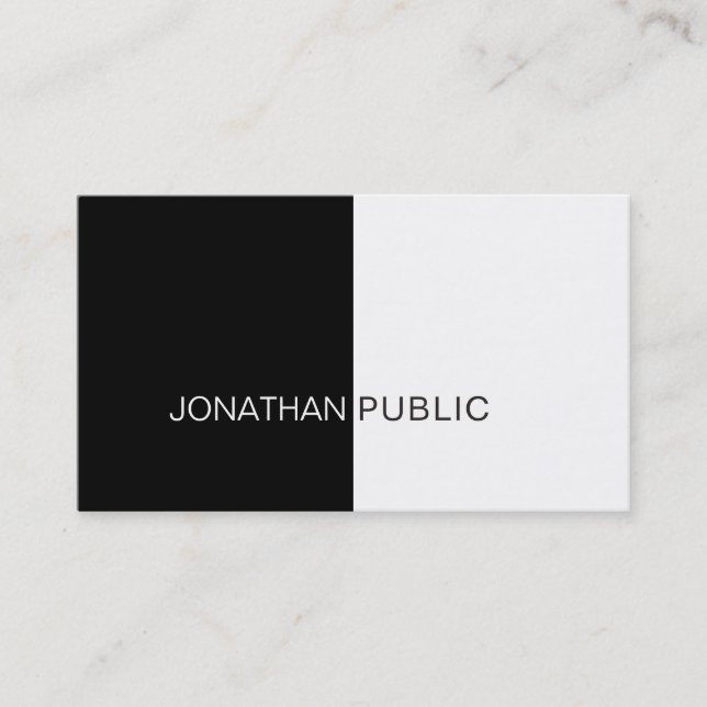Black And White Elegant Sleek Design Trendy Modern Business Card (Front)
