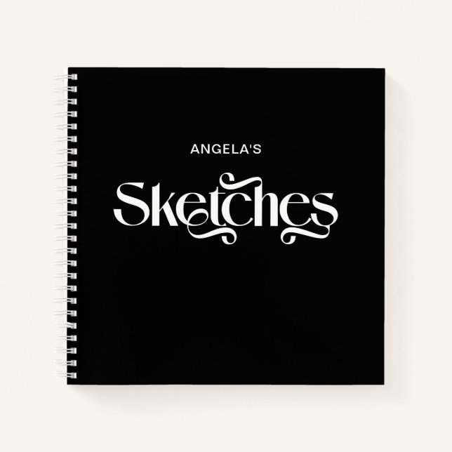 Black and White Elegant Typography Sketches Notebook (Front)