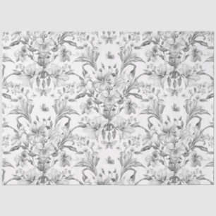 Black and White Elegant Vintage Floral  Tissue Paper