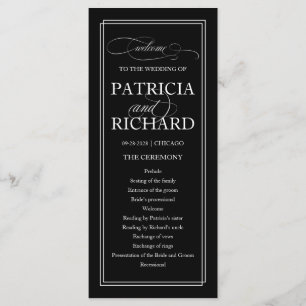 Black And White Elegant Wedding Ceremony Program