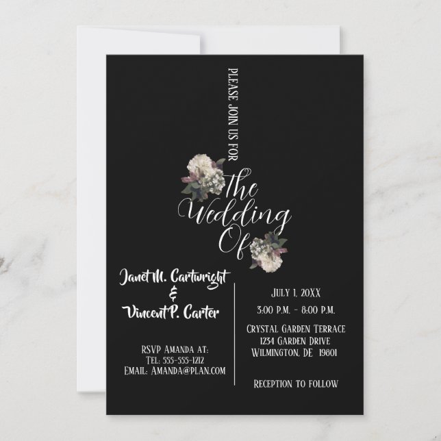 Black and White Elegant Wedding Invitation (Front)