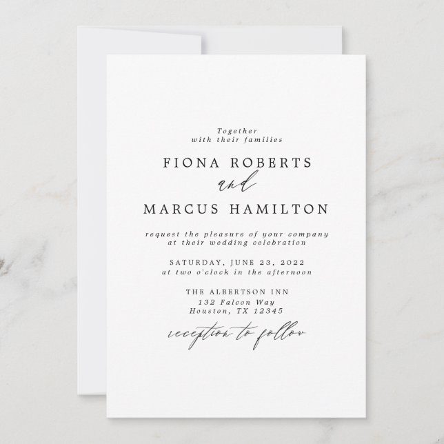 Black and White Elegant Wedding Invitation (Front)