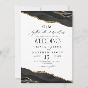 Black and white Elegant Wedding Invitation