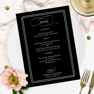 Black And White Elegant Wedding Menu