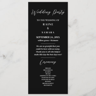 Black and White Elegant Wedding Party Program