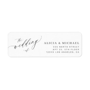 Black and white elegant wedding return address label