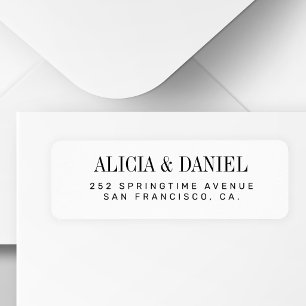 Black and white elegant wedding return address label