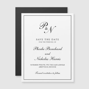 Black and White Elegant Wedding Save the Date Magnetic Invitation