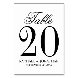Black and White Elegant Wedding Table Number