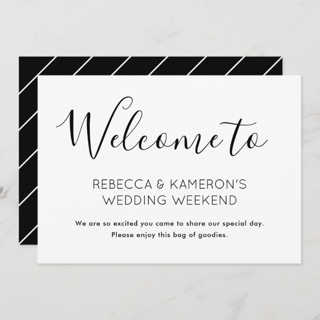 Black and White Elegant Wedding Welcome Invitation (Front/Back)