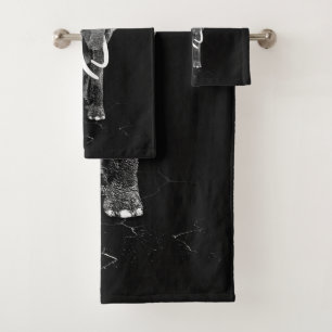 Black and white Elephant Digital Art Bath Towel Set