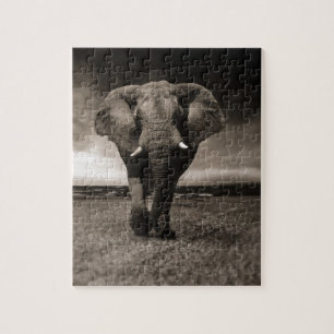 Black and White Elephant Jigsaw Puzzle