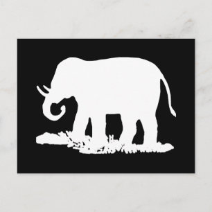 Black and White Elephant Silhouette Postcard