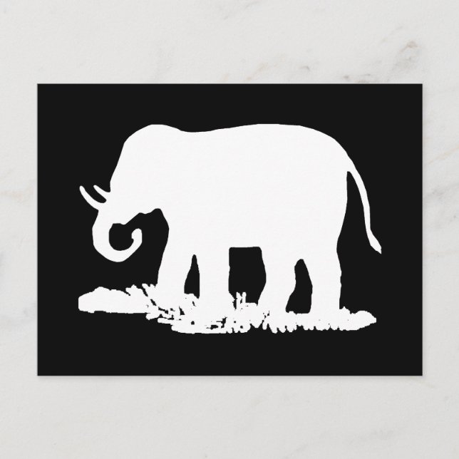 Black and White Elephant Silhouette Postcard (Front)