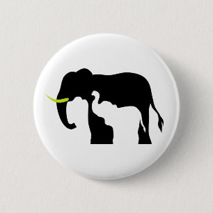 Black and White Elephants 6 Cm Round Badge