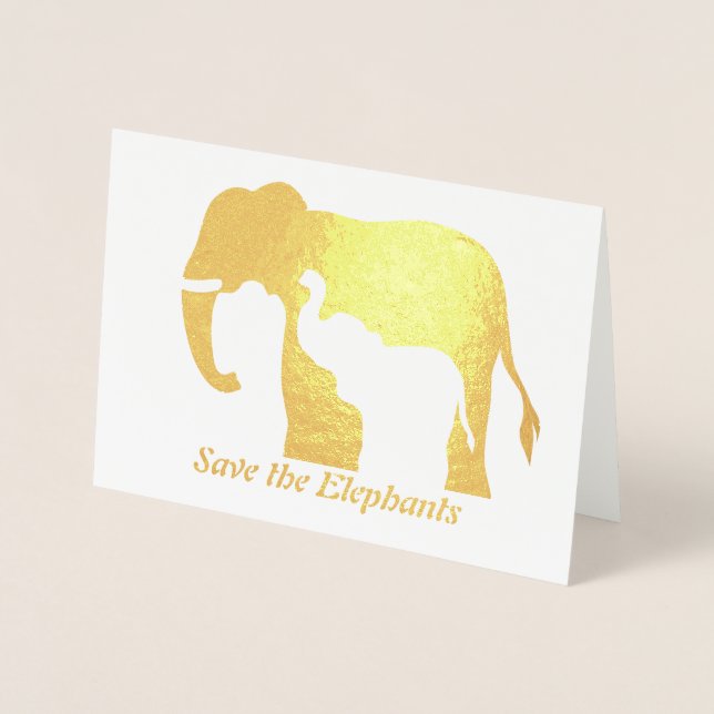 Black and White Elephants Foil Card (Front)