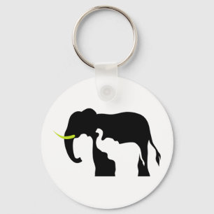 Black and White Elephants Key Ring