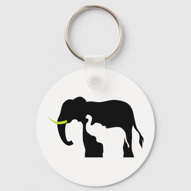 Black and White Elephants Key Ring (Front)