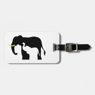 Black and White Elephants Luggage Tag