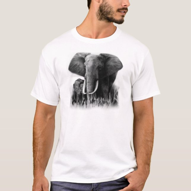 Black And White Elephants T-Shirt (Front)